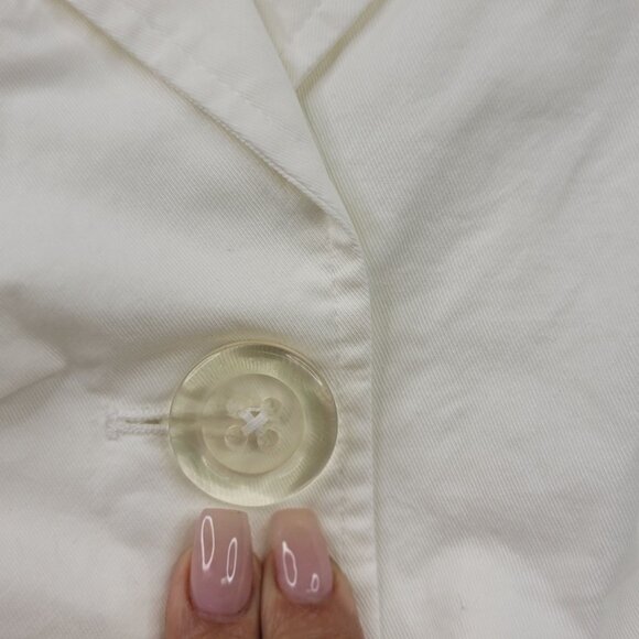 Casual Studio White Ruched Front Button-Up Blazer Jacket XL Lined Shoulder Pads - Picture 5 of 10